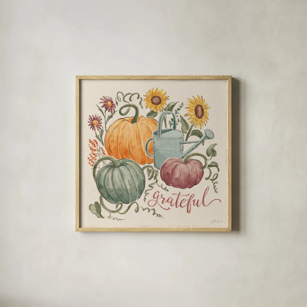 Harvest Jewels II by Janelle Penner. Shown in a natural wood glass frame for a timeless modern aesthetic. Available as an archival giclee rolled canvas, fine art paper, or poster print. SKU 74012a.