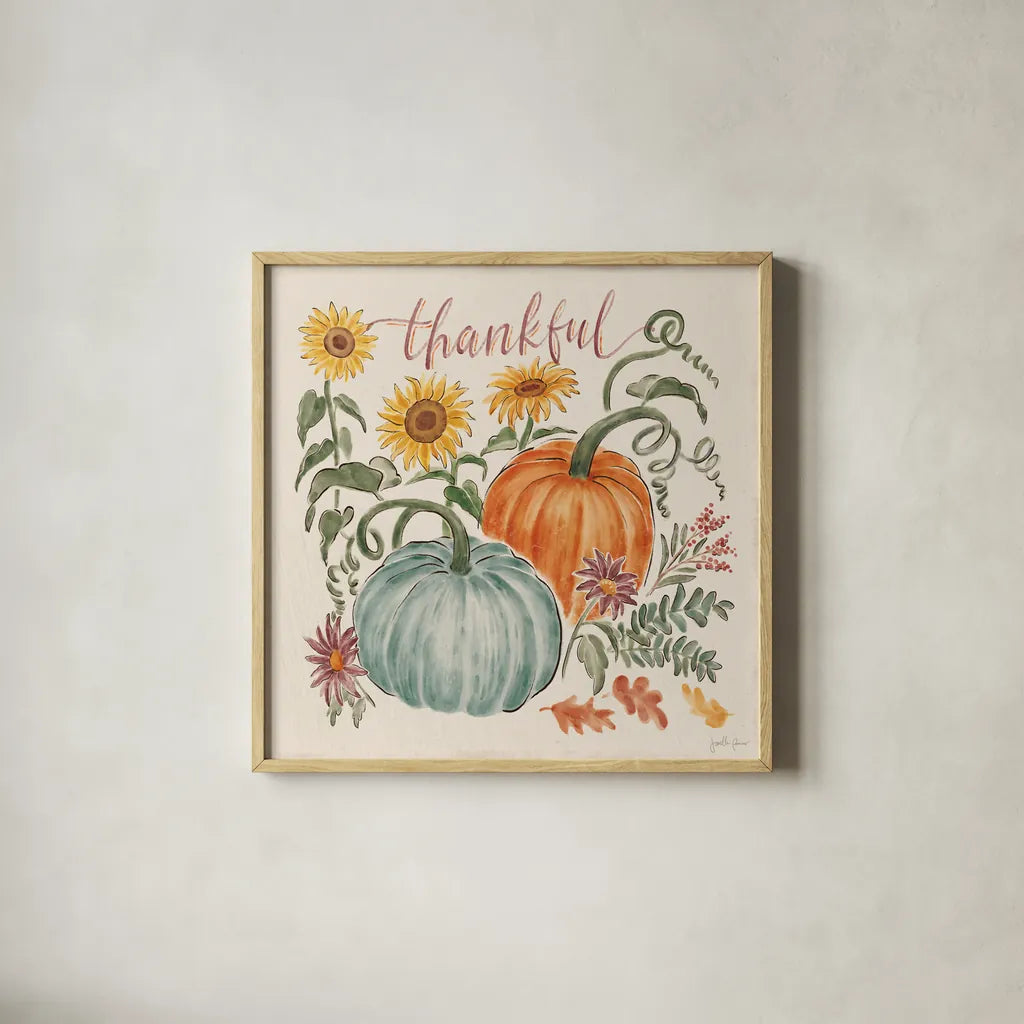 Harvest Jewels III by Janelle Penner. Shown in a natural wood glass frame for a timeless modern aesthetic. Available as an archival giclee rolled canvas, fine art paper, or poster print. SKU 74013a.