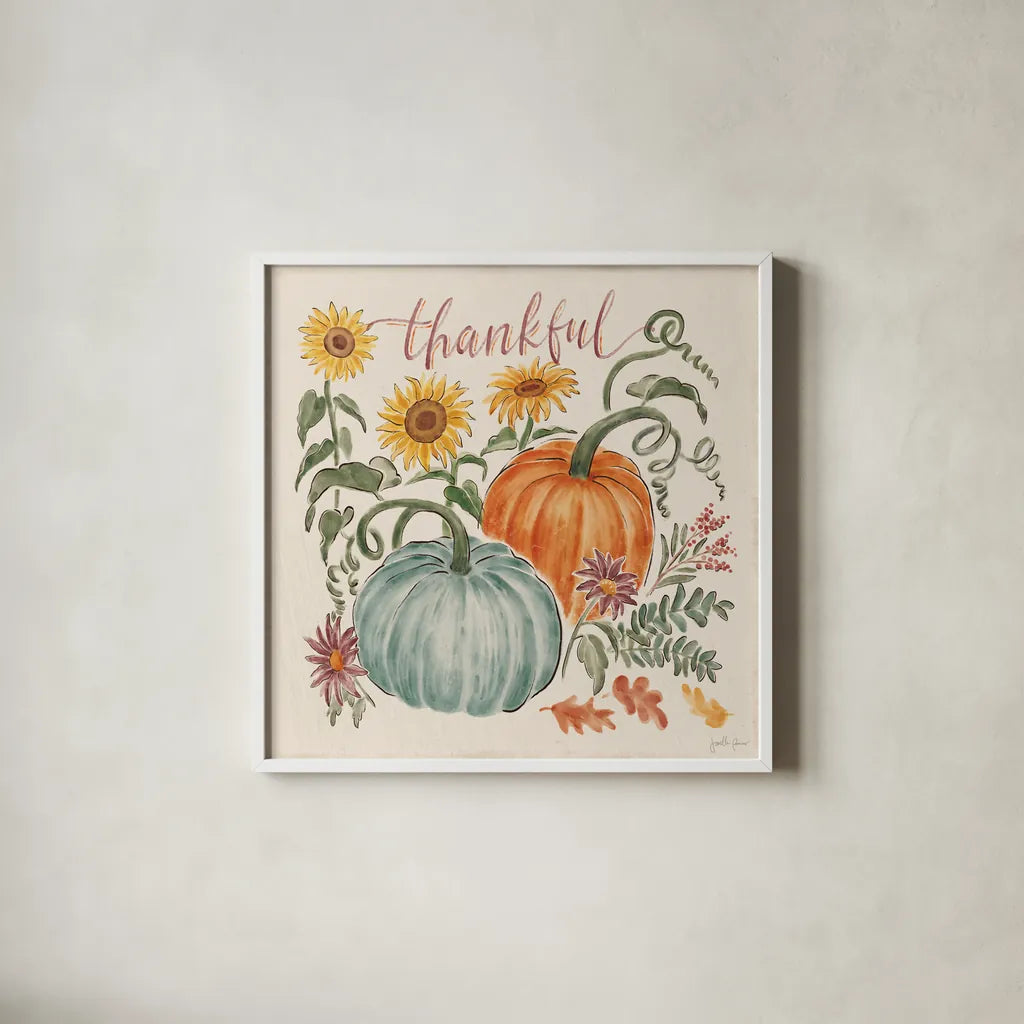 Harvest Jewels III by Janelle Penner. Shown in a crisp white glass frame for a clean and minimalist style. Available as an archival giclee rolled canvas, fine art paper, or poster print. SKU 74013a.