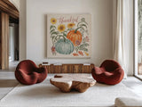 Harvest Jewels III by Janelle Penner. Shown as extra-large giant wall art in a modern living room. Available as an archival giclee rolled canvas, fine art paper, or poster print. SKU 74013a.