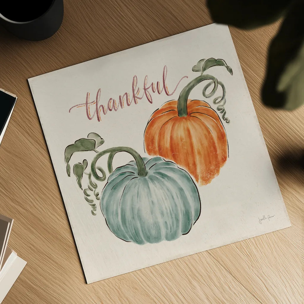 Harvest Jewels III Pumpkins by Janelle Penner. Shown as a detailed flat fine art print, highlighting archival giclee quality. Available as an archival giclee rolled canvas, fine art paper, or poster print. SKU 75094a.