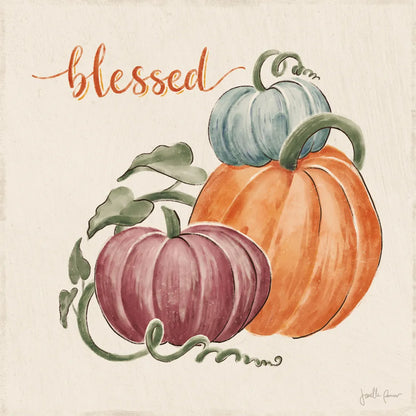 Harvest Jewels IV Pumpkins Sq by Janelle Penner. SKU 75095a. Archival Giclee Fine art print for wall decor.