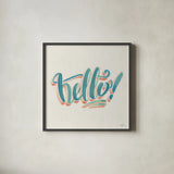 Hello I by Janelle Penner. Shown in a sleek black glass frame for a contemporary gallery look. Available as an archival giclee rolled canvas, fine art paper, or poster print. SKU 60811a.