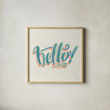 Hello I by Janelle Penner. Shown in a natural wood glass frame for a timeless modern aesthetic. Available as an archival giclee rolled canvas, fine art paper, or poster print. SKU 60811a.