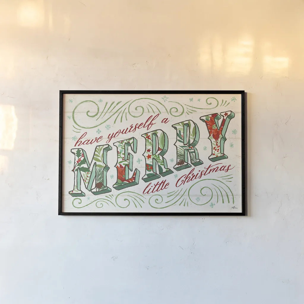 Holiday Joy I by Janelle Penner. shown as a paper print in a black flame. Available as a archival giclee rolled canvas, fine art paper, or poster print. SKU 43687i.