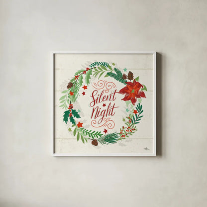 Holiday Joy IV by Janelle Penner. Shown in a crisp white glass frame for a clean and minimalist style. Available as an archival giclee rolled canvas, fine art paper, or poster print. SKU 43690a.