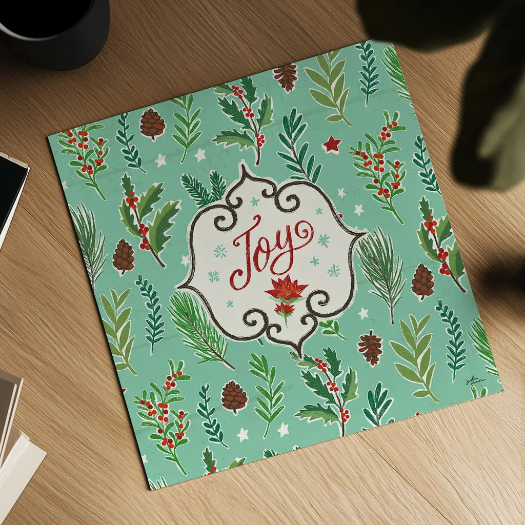 Holiday Joy IX by Janelle Penner. Shown as a detailed flat fine art print, highlighting archival giclee quality. Available as an archival giclee rolled canvas, fine art paper, or poster print. SKU 43695a.