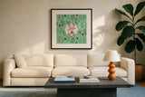 Holiday Joy IX by Janelle Penner. Displayed in a glass frame with matte in a clean modern living room. Available as an archival giclee rolled canvas, fine art paper, or poster print. SKU 43695a.