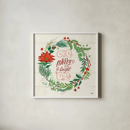 Holiday Joy VI by Janelle Penner. Shown in a crisp white glass frame for a clean and minimalist style. Available as an archival giclee rolled canvas, fine art paper, or poster print. SKU 43692a.