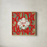 Holiday Joy VIII by Janelle Penner. Shown in a natural wood glass frame for a timeless modern aesthetic. Available as an archival giclee rolled canvas, fine art paper, or poster print. SKU 43694a.