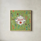 Holiday Joy X by Janelle Penner. Shown in a natural wood glass frame for a timeless modern aesthetic. Available as an archival giclee rolled canvas, fine art paper, or poster print. SKU 43696a.
