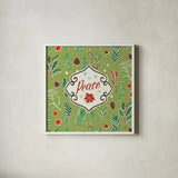 Holiday Joy X by Janelle Penner. Shown in a crisp white glass frame for a clean and minimalist style. Available as an archival giclee rolled canvas, fine art paper, or poster print. SKU 43696a.