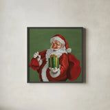 Holiday Santa I by Janelle Penner. Shown in a sleek black glass frame for a contemporary gallery look. Available as an archival giclee rolled canvas, fine art paper, or poster print. SKU 57227a.