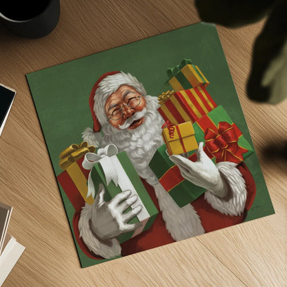 Holiday Santa IV by Janelle Penner. Shown as a detailed flat fine art print, highlighting archival giclee quality. Available as an archival giclee rolled canvas, fine art paper, or poster print. SKU 57228a.