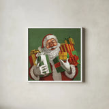 Holiday Santa IV by Janelle Penner. Shown in a crisp white glass frame for a clean and minimalist style. Available as an archival giclee rolled canvas, fine art paper, or poster print. SKU 57228a.