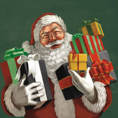 Holiday Santa IV Dark Green by Janelle Penner. SKU 59683a. Archival Giclee Fine art print for wall decor.