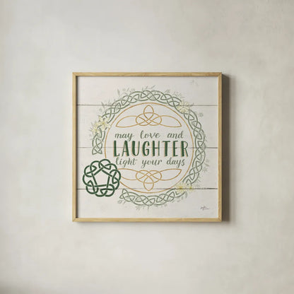 Irish Blessings III by Janelle Penner. Shown in a natural wood glass frame for a timeless modern aesthetic. Available as an archival giclee rolled canvas, fine art paper, or poster print. SKU 31371a.