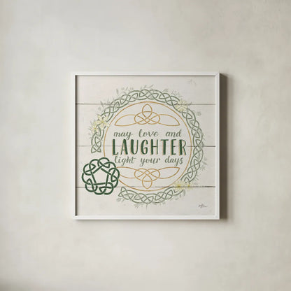 Irish Blessings III by Janelle Penner. Shown in a crisp white glass frame for a clean and minimalist style. Available as an archival giclee rolled canvas, fine art paper, or poster print. SKU 31371a.