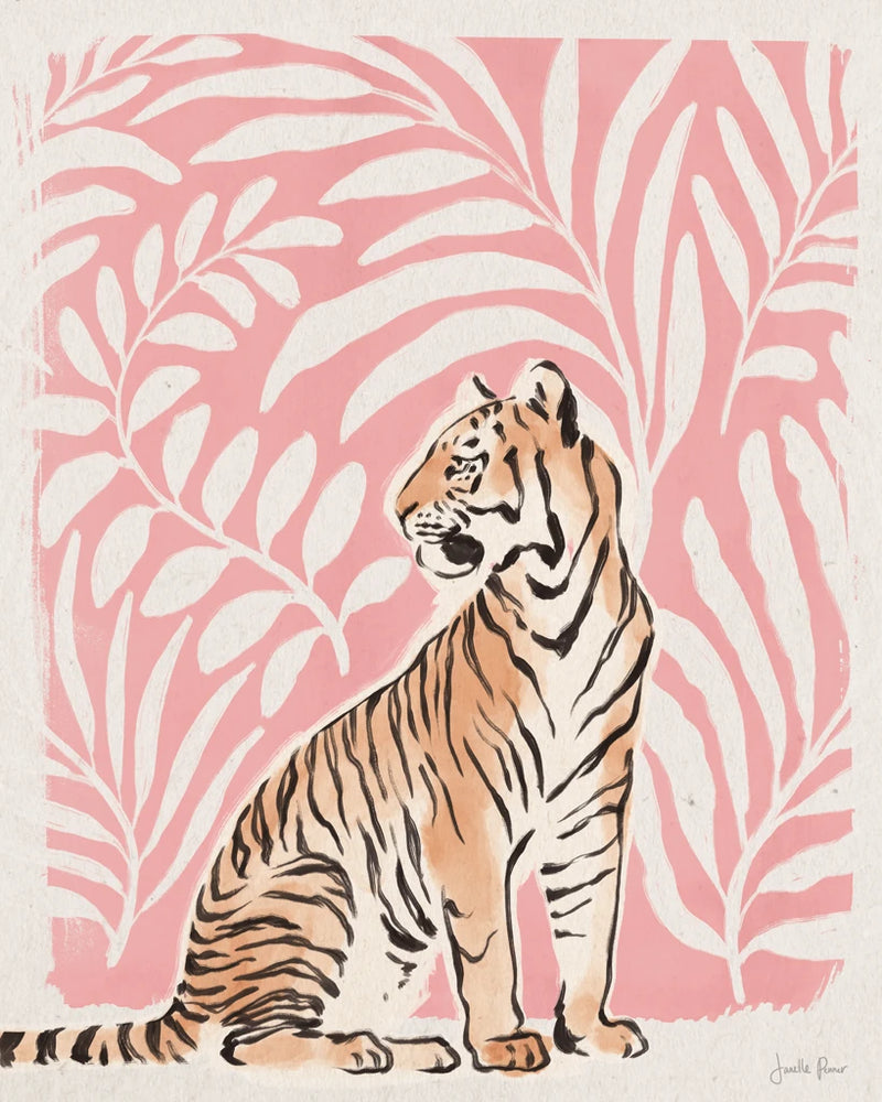 Jungle Cats II Pink by Janelle Penner