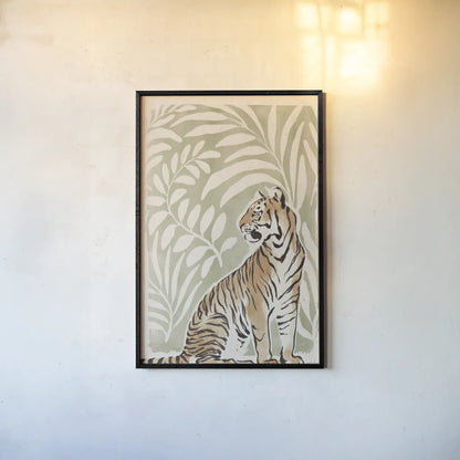 Jungle Cats II v2 by Janelle Penner. shown as a paper print in a black flame. Available as a archival giclee rolled canvas, fine art paper, or poster print. SKU 80614h.