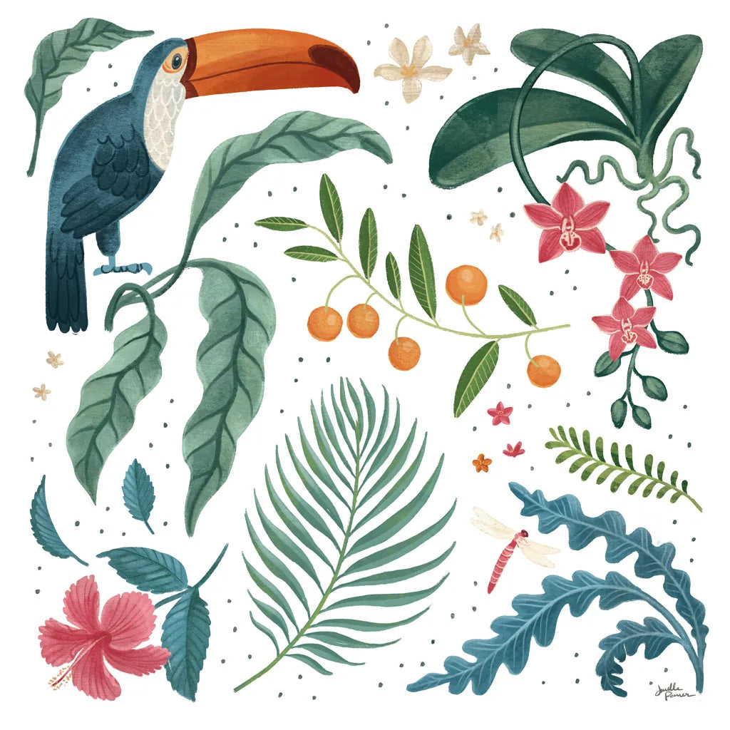 Jungle Love III White by Janelle Penner. SKU 56357a. Archival Giclee Fine art print for wall decor.