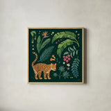 Jungle Love IV by Janelle Penner. Shown in a natural wood glass frame for a timeless modern aesthetic. Available as an archival giclee rolled canvas, fine art paper, or poster print. SKU 56091a.