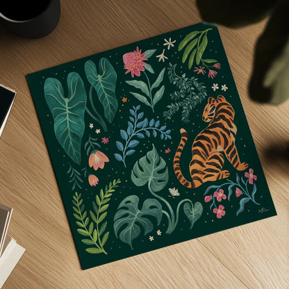 Jungle Love V by Janelle Penner. Shown as a detailed flat fine art print, highlighting archival giclee quality. Available as an archival giclee rolled canvas, fine art paper, or poster print. SKU 56092a.