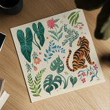 Jungle Love V Cream by Janelle Penner. Shown as a detailed flat fine art print, highlighting archival giclee quality. Available as an archival giclee rolled canvas, fine art paper, or poster print. SKU 56872a.