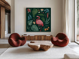 Jungle Love VI by Janelle Penner. Shown as extra-large giant wall art in a modern living room. Available as an archival giclee rolled canvas, fine art paper, or poster print. SKU 56093a.