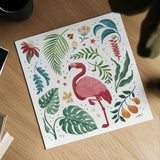 Jungle Love VI White by Janelle Penner. Shown as a detailed flat fine art print, highlighting archival giclee quality. Available as an archival giclee rolled canvas, fine art paper, or poster print. SKU 56360a.