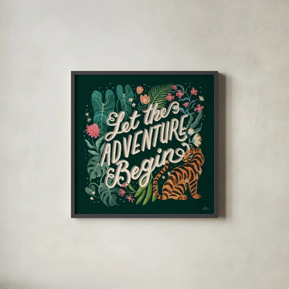 Jungle Love VII by Janelle Penner. Shown in a sleek black glass frame for a contemporary gallery look. Available as an archival giclee rolled canvas, fine art paper, or poster print. SKU 56094a.