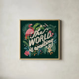 Jungle Love VIII by Janelle Penner. Shown in a natural wood glass frame for a timeless modern aesthetic. Available as an archival giclee rolled canvas, fine art paper, or poster print. SKU 56095a.