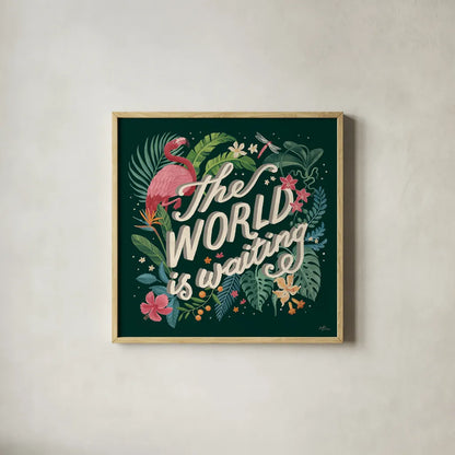 Jungle Love VIII by Janelle Penner. Shown in a natural wood glass frame for a timeless modern aesthetic. Available as an archival giclee rolled canvas, fine art paper, or poster print. SKU 56095a.