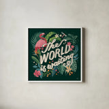 Jungle Love VIII by Janelle Penner. Shown in a crisp white glass frame for a clean and minimalist style. Available as an archival giclee rolled canvas, fine art paper, or poster print. SKU 56095a.