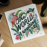 Jungle Love VIII White by Janelle Penner. Shown as a detailed flat fine art print, highlighting archival giclee quality. Available as an archival giclee rolled canvas, fine art paper, or poster print. SKU 56362a.