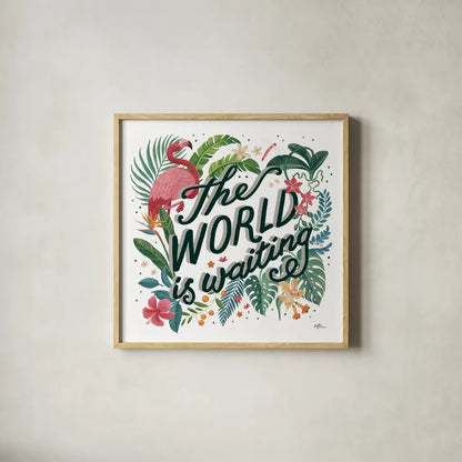 Jungle Love VIII White by Janelle Penner. Shown in a natural wood glass frame for a timeless modern aesthetic. Available as an archival giclee rolled canvas, fine art paper, or poster print. SKU 56362a.