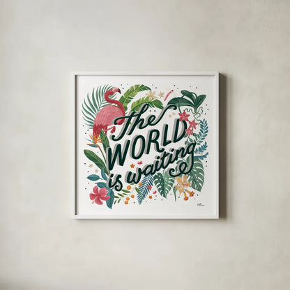 Jungle Love VIII White by Janelle Penner. Shown in a crisp white glass frame for a clean and minimalist style. Available as an archival giclee rolled canvas, fine art paper, or poster print. SKU 56362a.