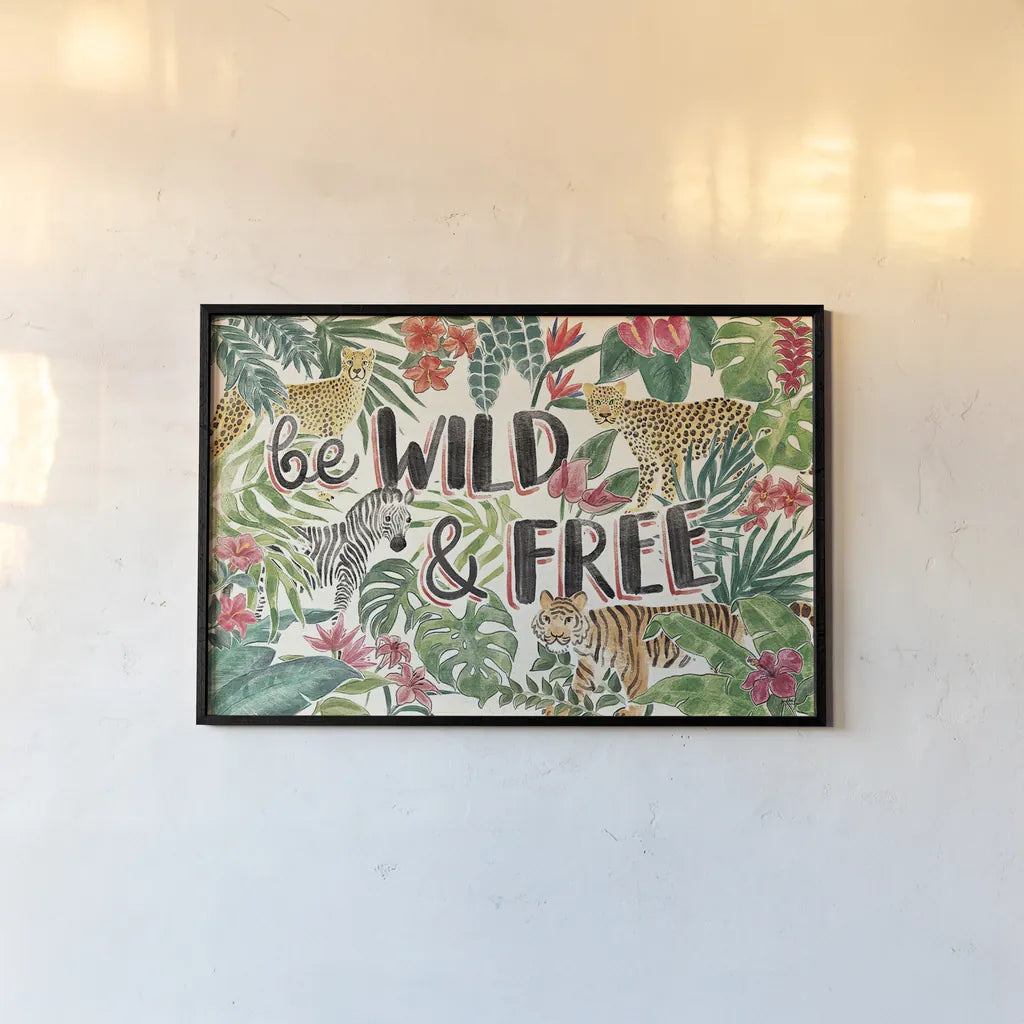 Jungle Vibes I by Janelle Penner. shown as a paper print in a black flame. Available as a archival giclee rolled canvas, fine art paper, or poster print. SKU 45860i.