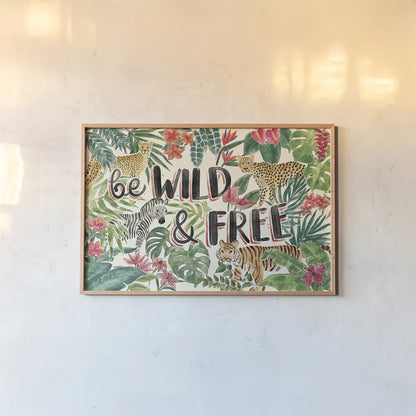 Jungle Vibes I by Janelle Penner. shown as a paper print in a natural frame. Available as a archival giclee rolled canvas, fine art paper, or poster print. SKU 45860i.