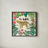 Jungle Vibes III by Janelle Penner. Shown in a sleek black glass frame for a contemporary gallery look. Available as an archival giclee rolled canvas, fine art paper, or poster print. SKU 45862a.