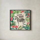Jungle Vibes IV by Janelle Penner. Shown in a sleek black glass frame for a contemporary gallery look. Available as an archival giclee rolled canvas, fine art paper, or poster print. SKU 45863a.
