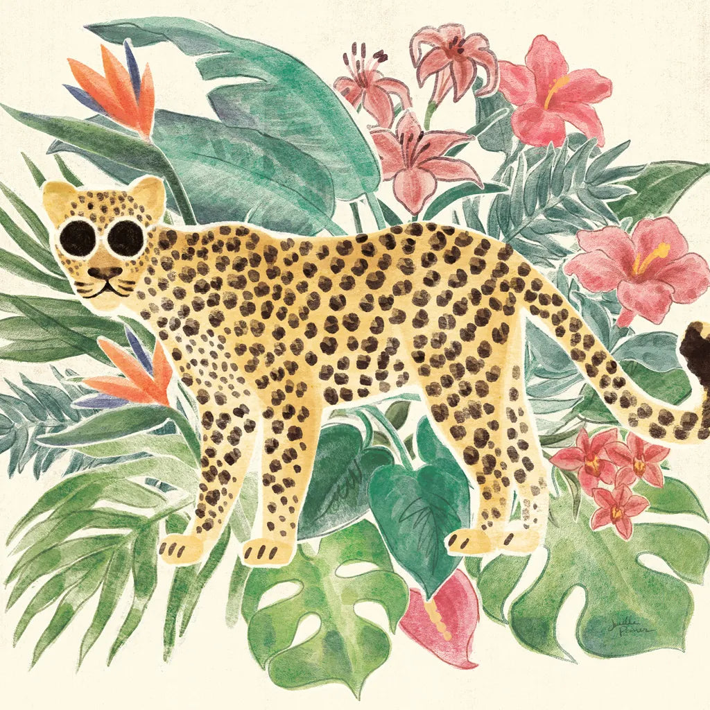 Jungle Vibes Jaguar by Janelle Penner. SKU 55548a. Archival Giclee Fine art print for wall decor.