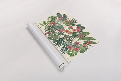 Jungle Vibes VI Leaves by Janelle Penner. shown as a rolled paper print. Available as archival giclee rolled canvas, fine art paper, or poster print. SKU 53201i.