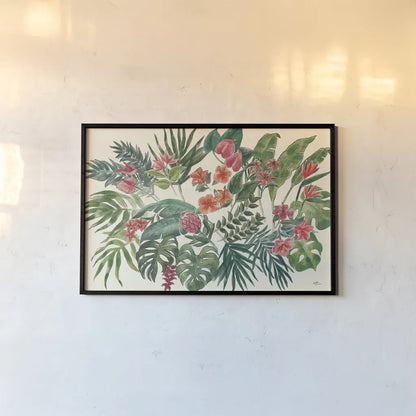Jungle Vibes VI Leaves by Janelle Penner. shown as a paper print in a black flame. Available as a archival giclee rolled canvas, fine art paper, or poster print. SKU 53201i.
