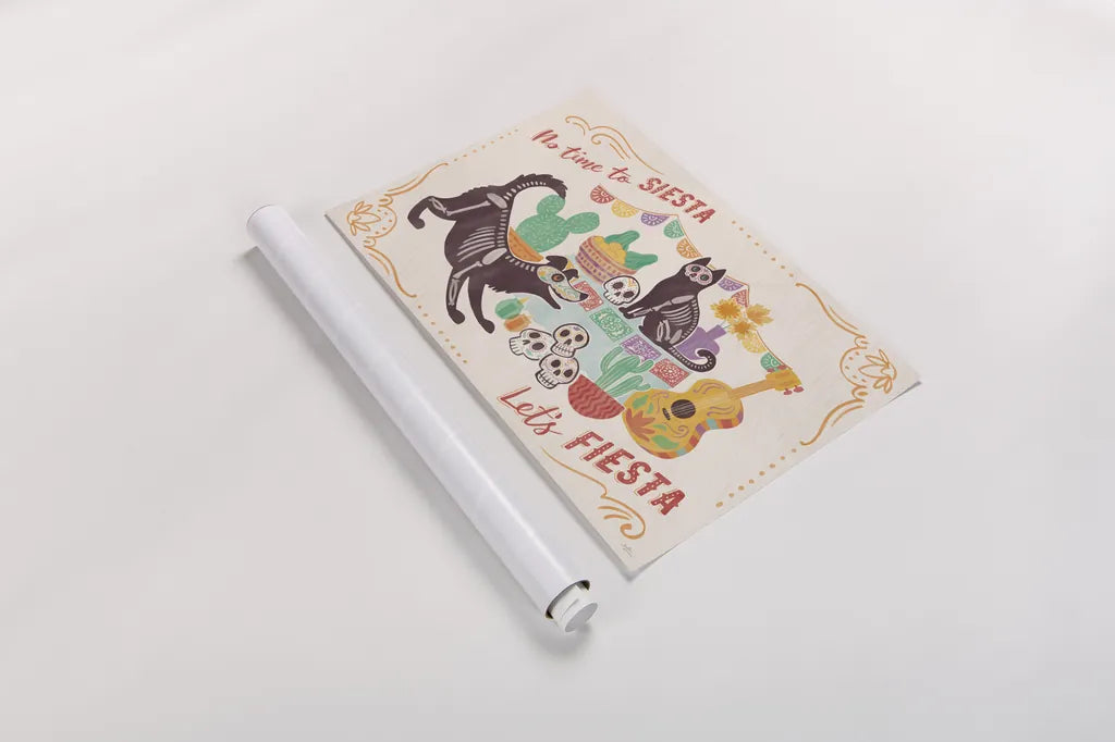 La Calaca I by Janelle Penner. shown as a rolled paper print. Available as archival giclee rolled canvas, fine art paper, or poster print. SKU 75213i.