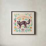 La Calaca IV by Janelle Penner. Shown in a sleek black glass frame for a contemporary gallery look. Available as an archival giclee rolled canvas, fine art paper, or poster print. SKU 75216a.