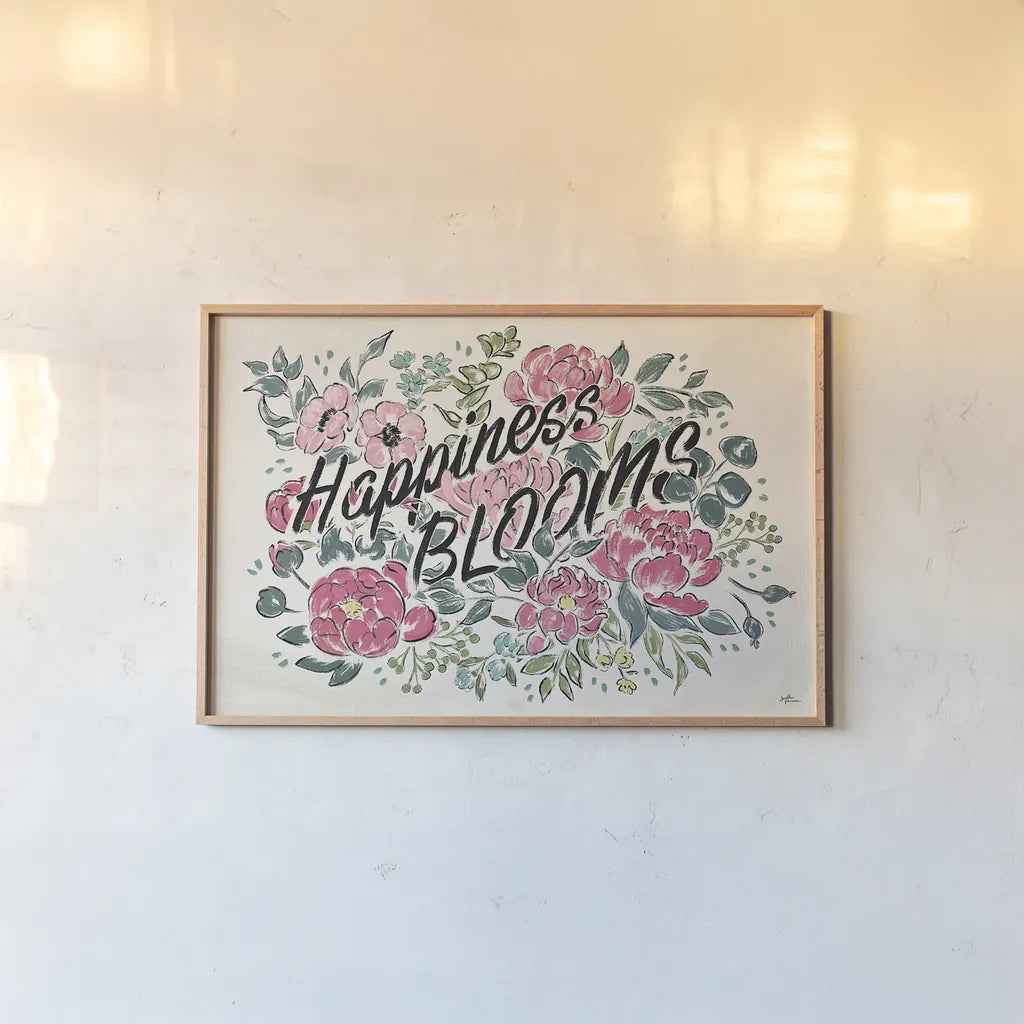 Live in Bloom I by Janelle Penner. shown as a paper print in a natural frame. Available as a archival giclee rolled canvas, fine art paper, or poster print. SKU 45940i.