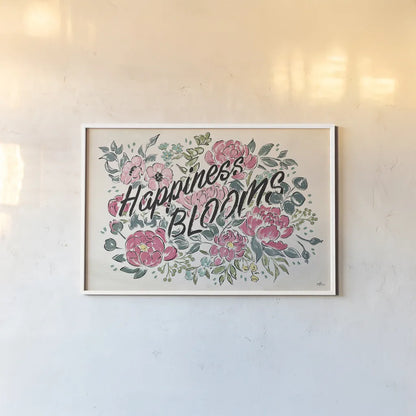 Live in Bloom I by Janelle Penner. shown as a paper print in a white frame. Available as a archival giclee rolled canvas, fine art paper, or poster print. SKU 45940i.