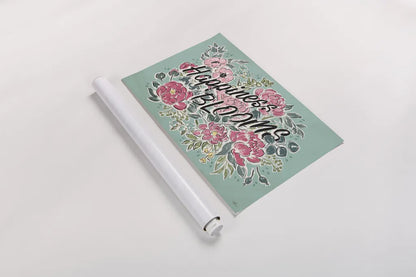 Live in Bloom I Teal by Janelle Penner. shown as a rolled paper print. Available as archival giclee rolled canvas, fine art paper, or poster print. SKU 45945i.