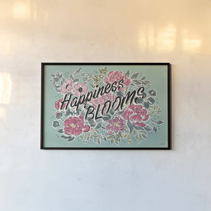 Live in Bloom I Teal by Janelle Penner. shown as a paper print in a black flame. Available as a archival giclee rolled canvas, fine art paper, or poster print. SKU 45945i.